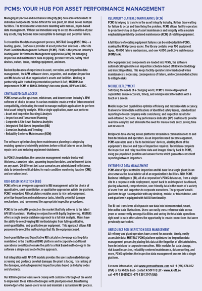 PCMS by MISTRAS: Your Hub For Asset Performance Management